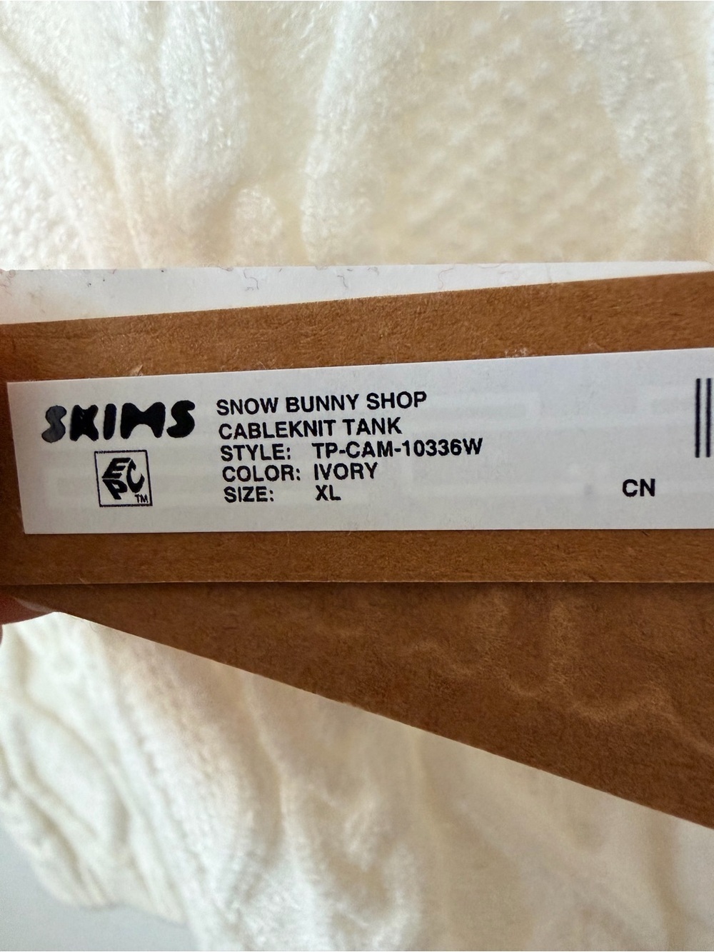 Skims Women's Ivory Snow Bunny Shop Cableknit Tank Top NWT XL - Picture 4 of 5